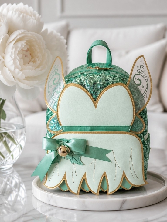 Loungefly Handbags - Loungefly Disney Peter Pan Tinker Bell Holiday Sequin Figural Mini Backpack